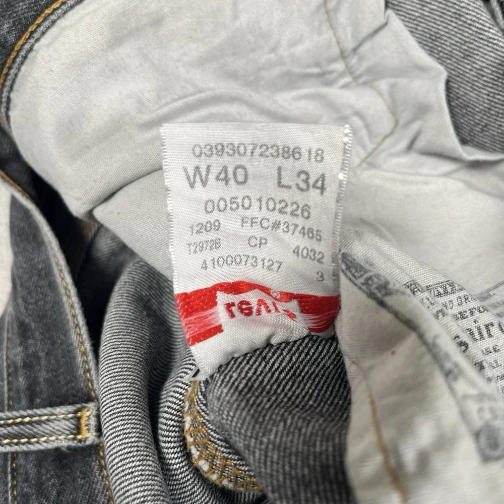 Levis 501 Mens Vintage Original Straight Leg Button Fly Black Denim Jeans 40x32